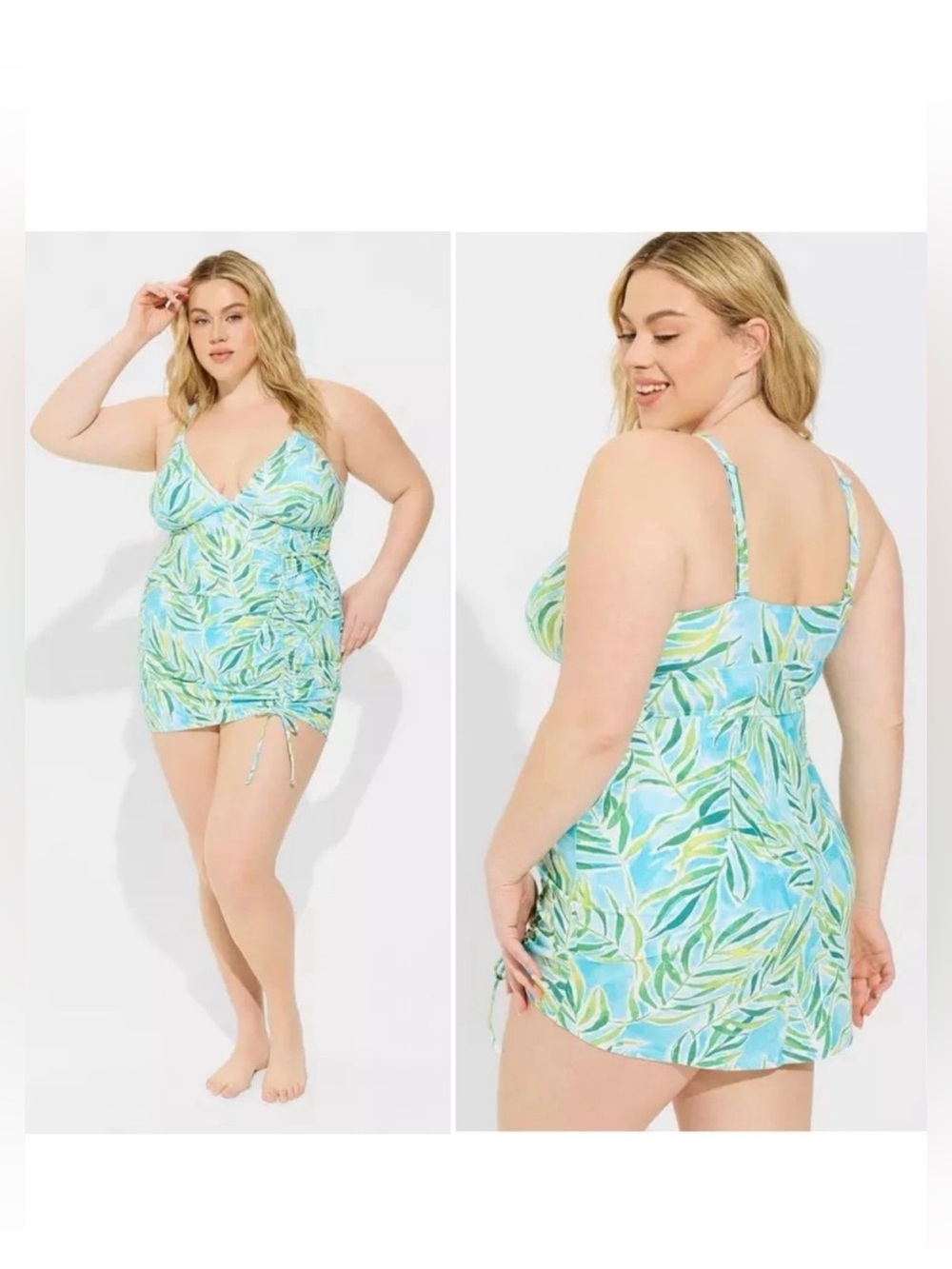 Torrid NEW Swimsuit Dress plus 6X one piece Side Cinch Fitted wireless shelf bra
